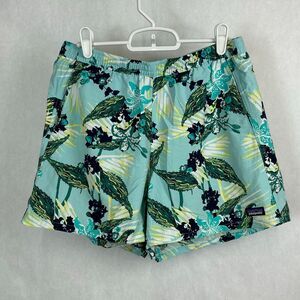 Patagonia Baggies Shorts Women Sz Medium Kelp Garden Tropical Floral Hawaiian